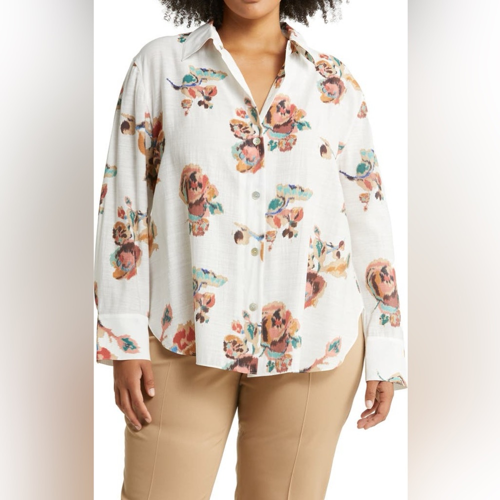 Vince Ikat Floral Blouse in 2X brand new condition